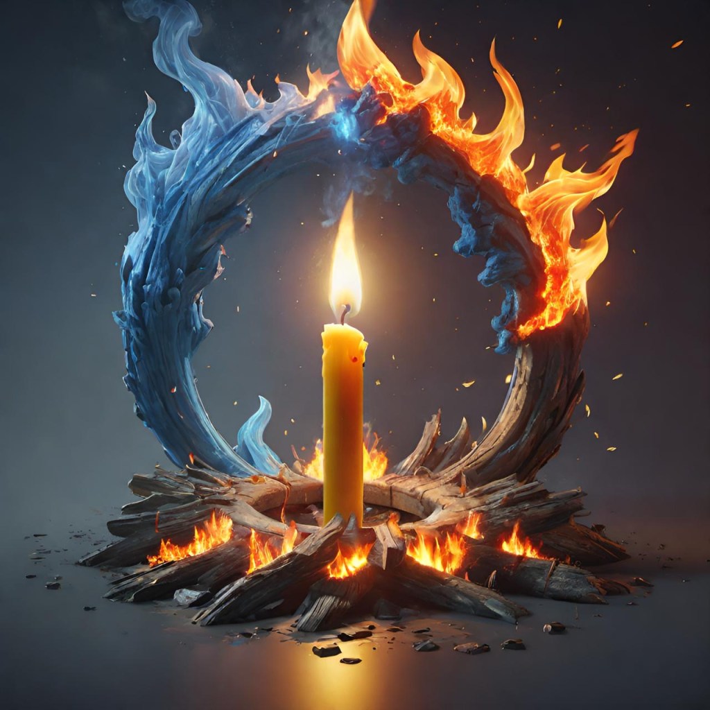 Vela radiante con energía espiritual y conexión cósmica.